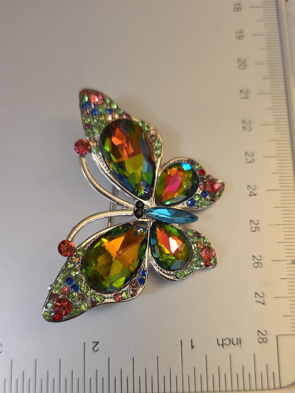 Iridescent Multicolor Rhinestone Butterfly Fashion Jewelry Brooch